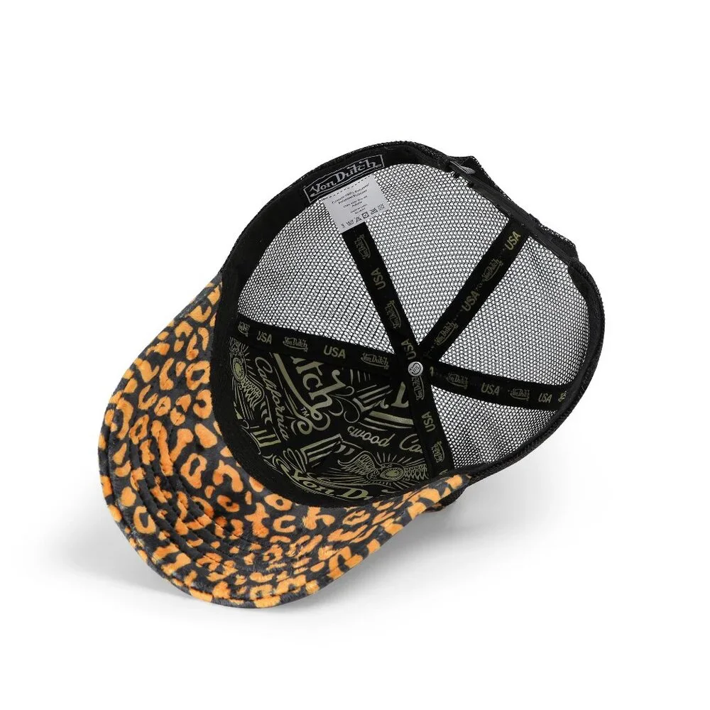 Von Dutch Orange Cheetah Velvet Trucker Hat MSRP89